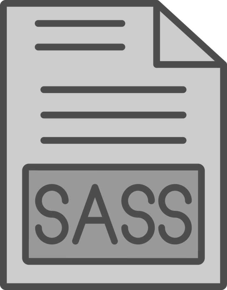 Sass Line Filled Greyscale Icon Design vector