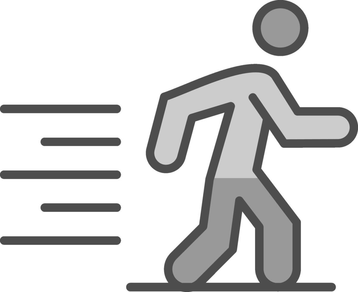 corriendo línea lleno escala de grises icono diseño vector