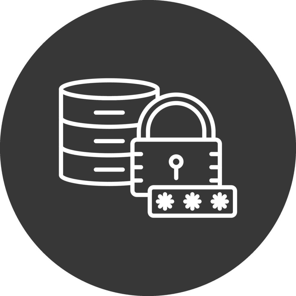 Secured Database Line Inverted Icon Design vector