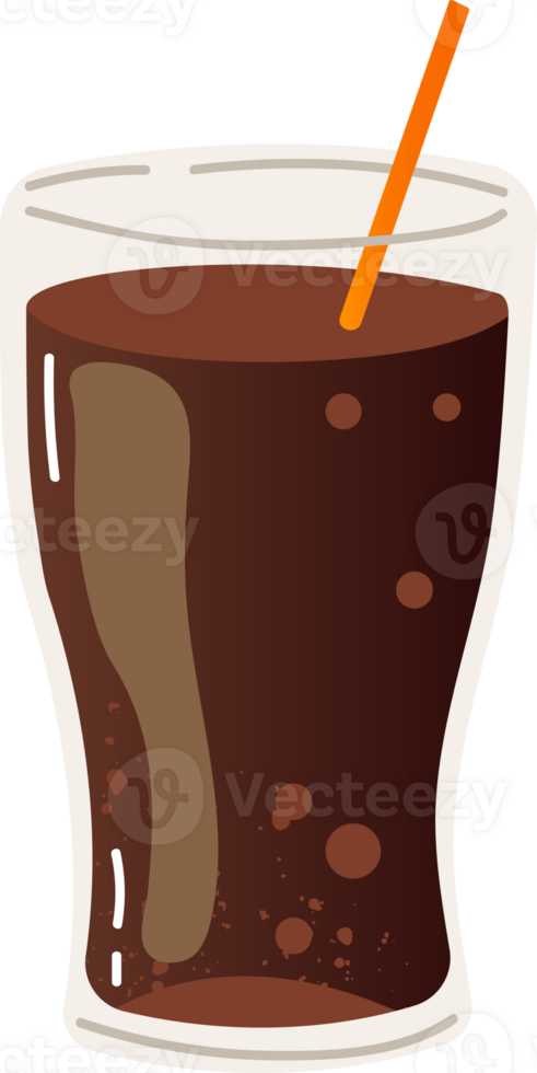 Cola with straw in glass png