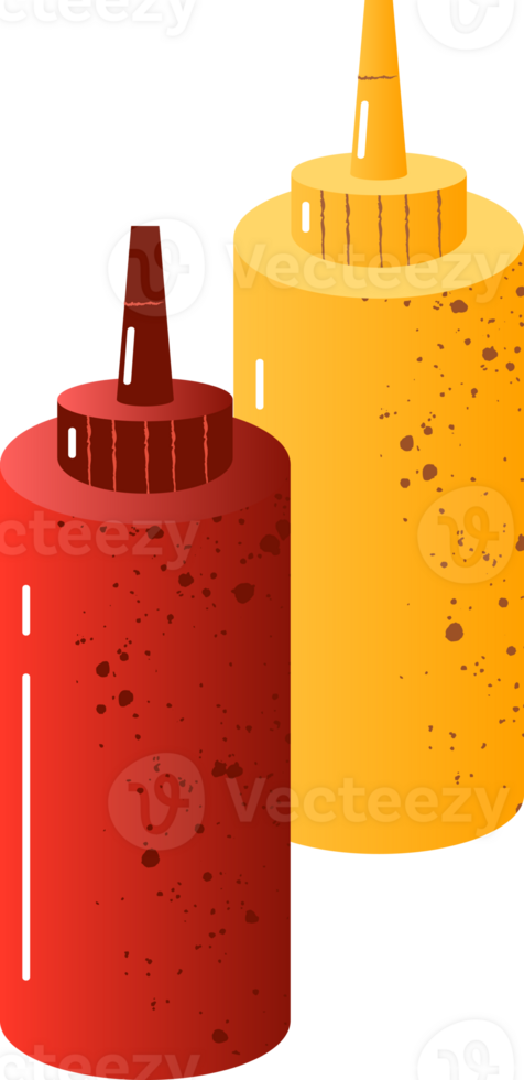 Ketchup and mustard in bottles png