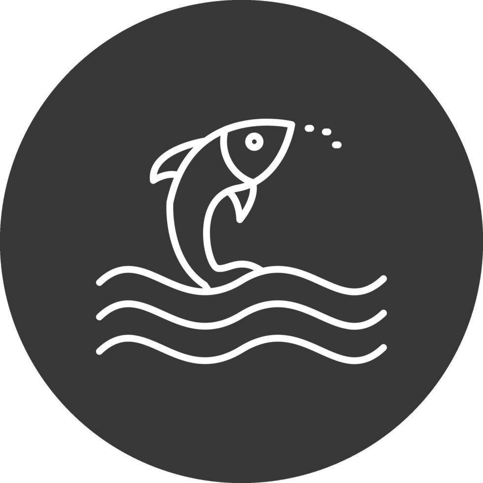 Fish Line Inverted Icon Design vector