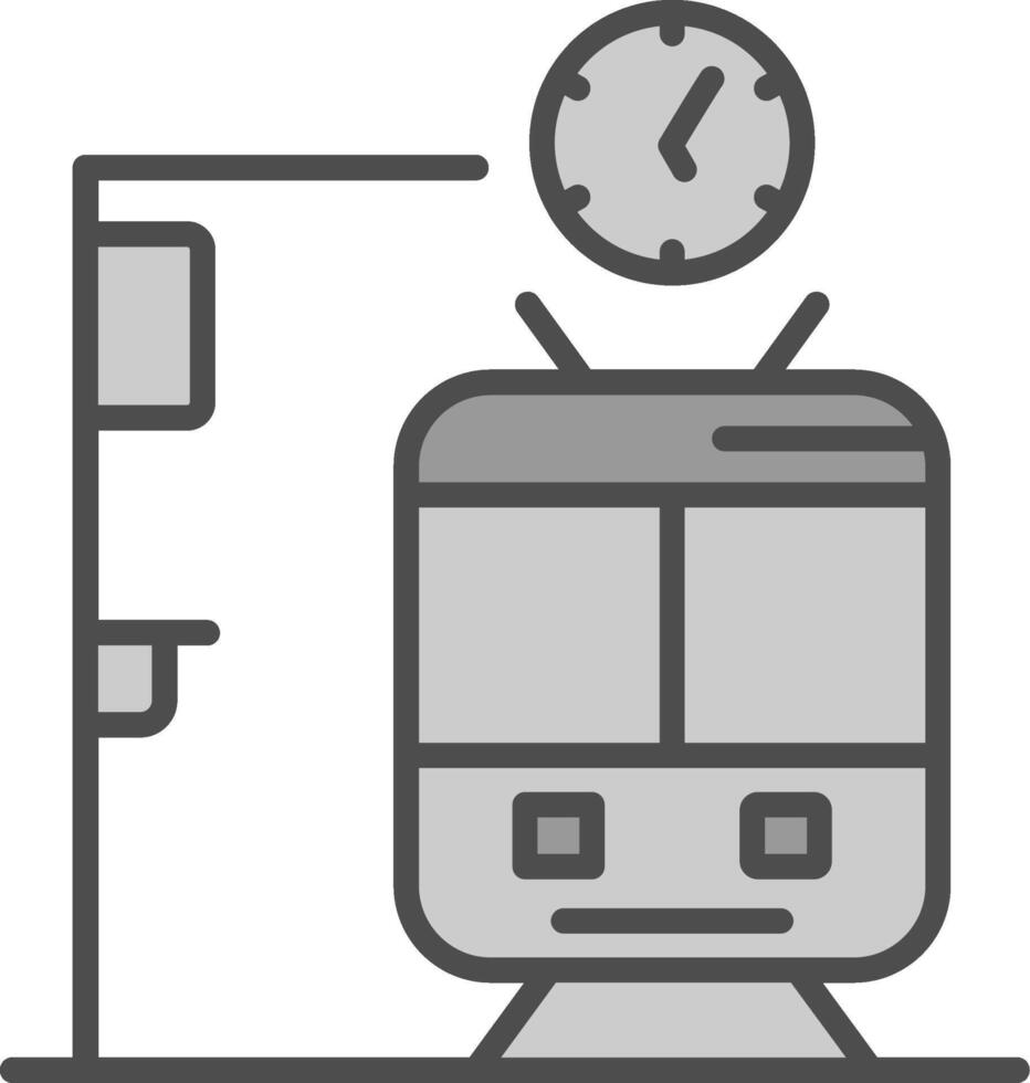 metro estación línea lleno escala de grises icono diseño vector