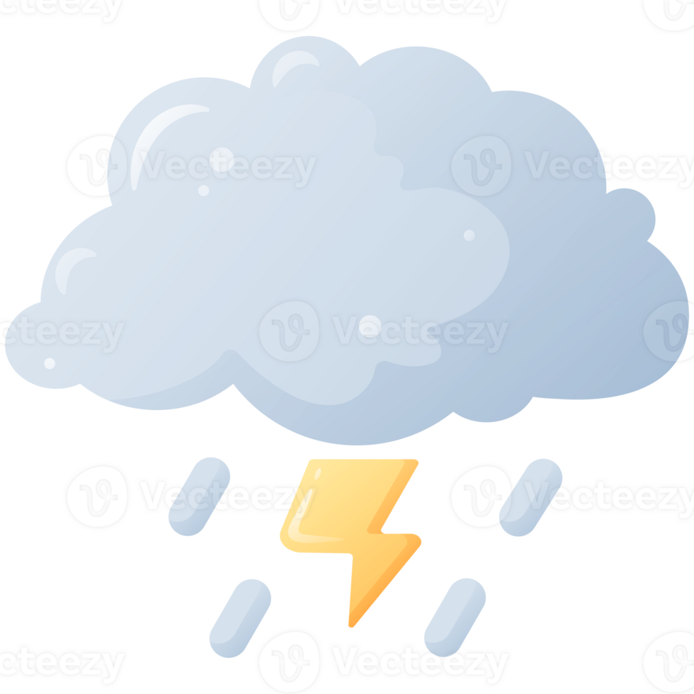 Cloud with rain and lightning for weather forecasting and prediction precipitation and thunderstorms png