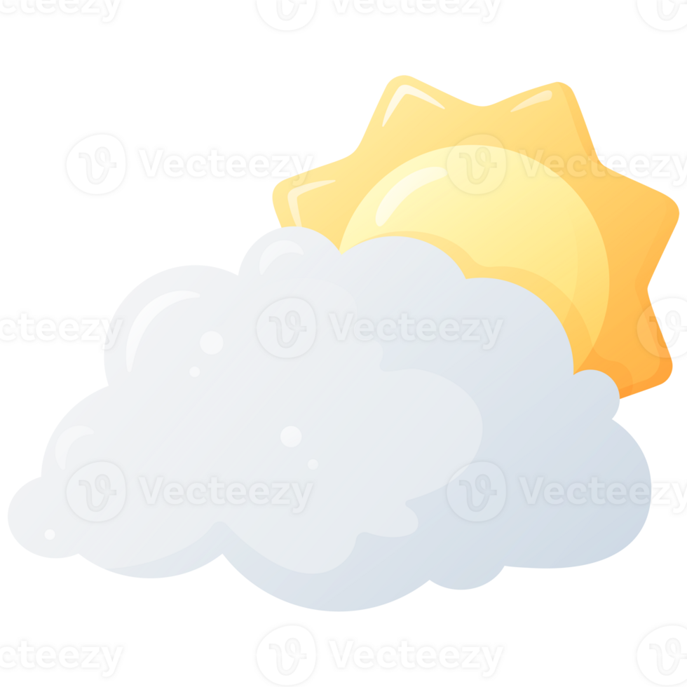 Cloud with sun for weather forecast and prediction sunny days due to approaching summer png