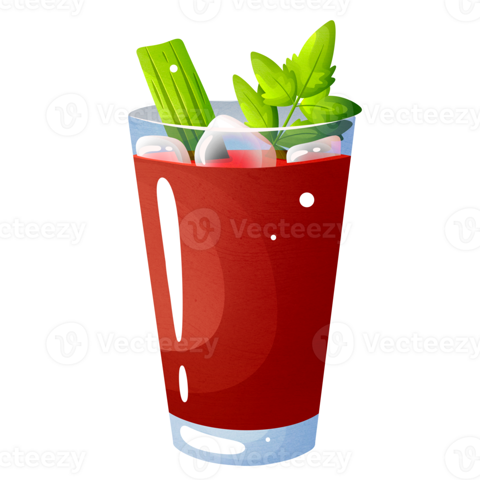 Glass of bloody mary cocktail png