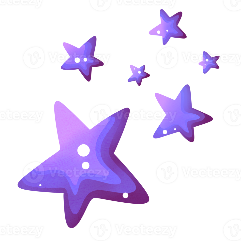 Group of violet stars in space png