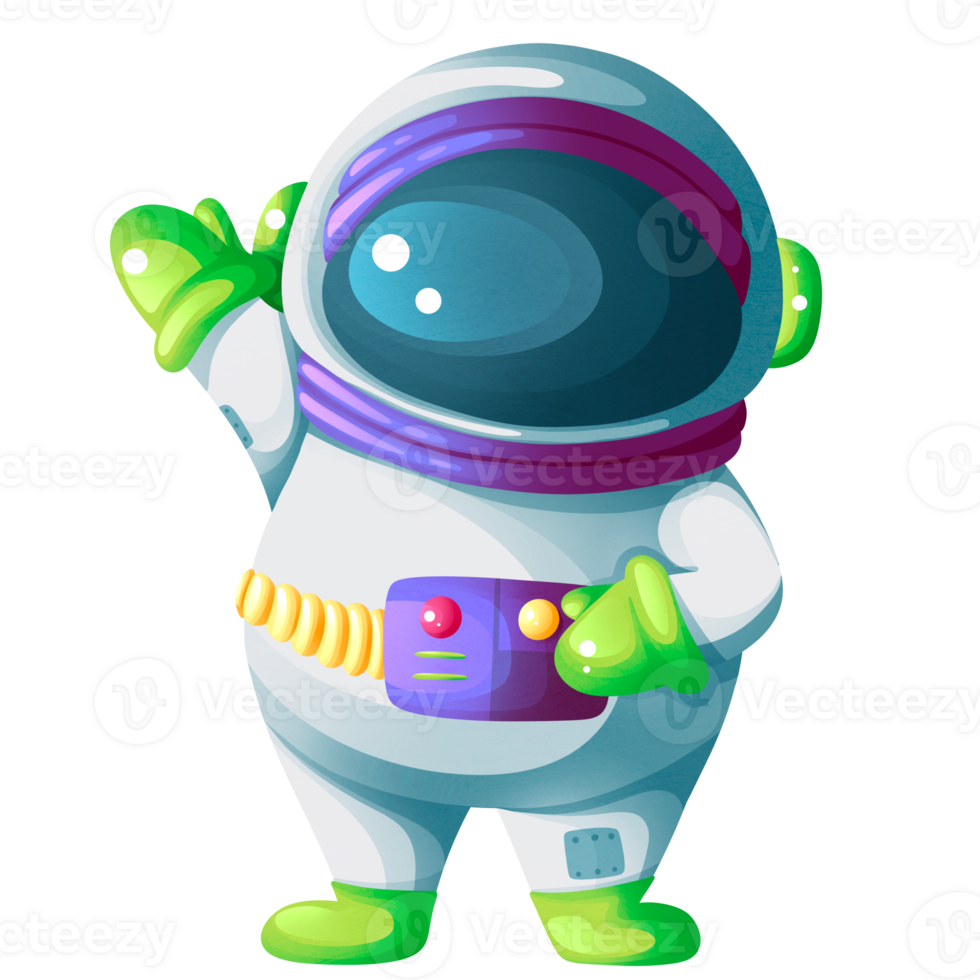 Astronaut in space suit waving with hand png