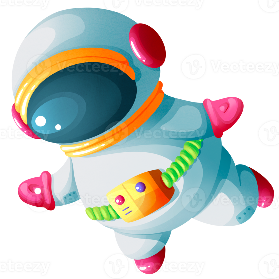 Spaceman floating in open cosmos png