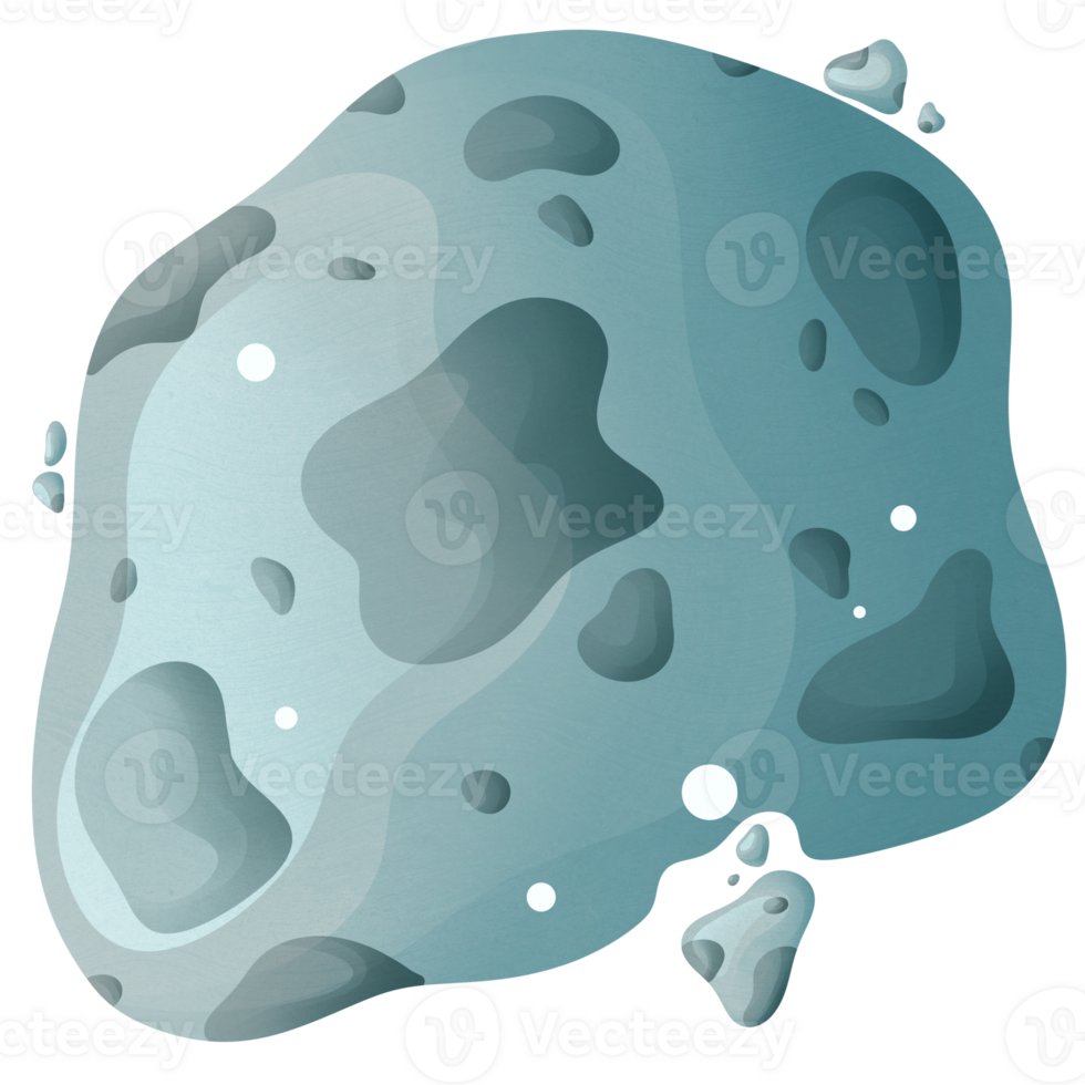 Closeup of grey asteroid png