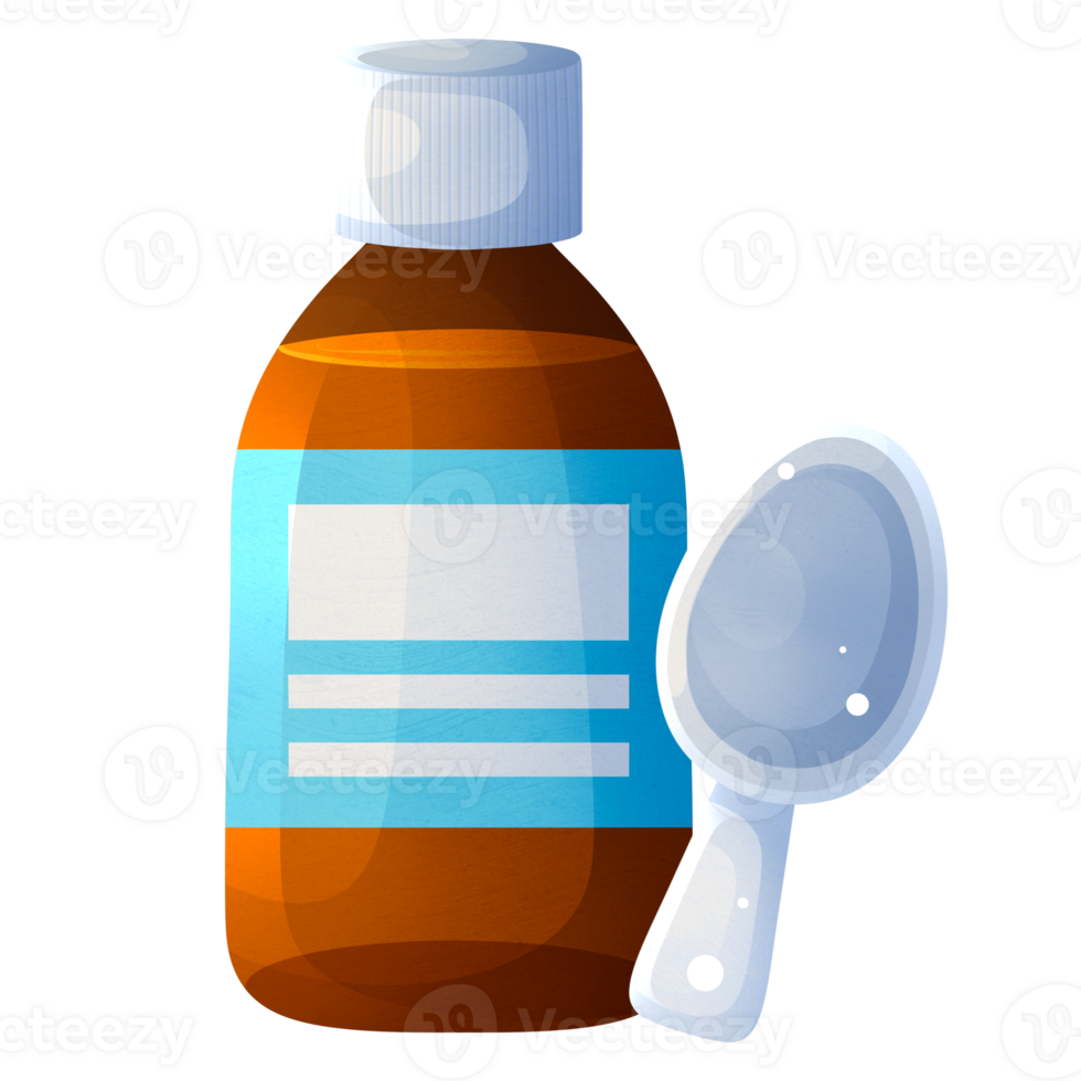 Linctus in bottle with spoon png