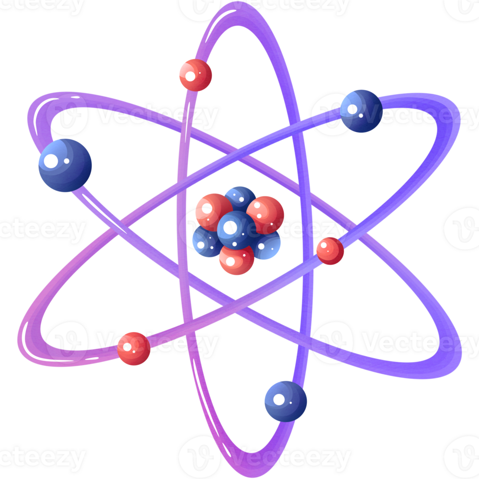 Atom with particles symbol png