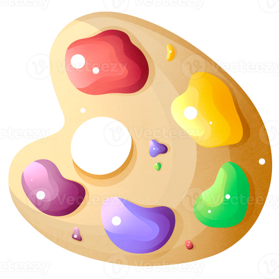 Wooden palette for colors mixing png
