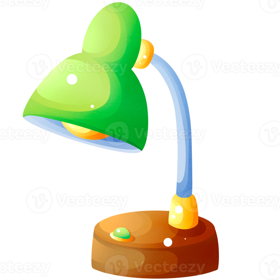 Colorful desk lamp with lightbulb png