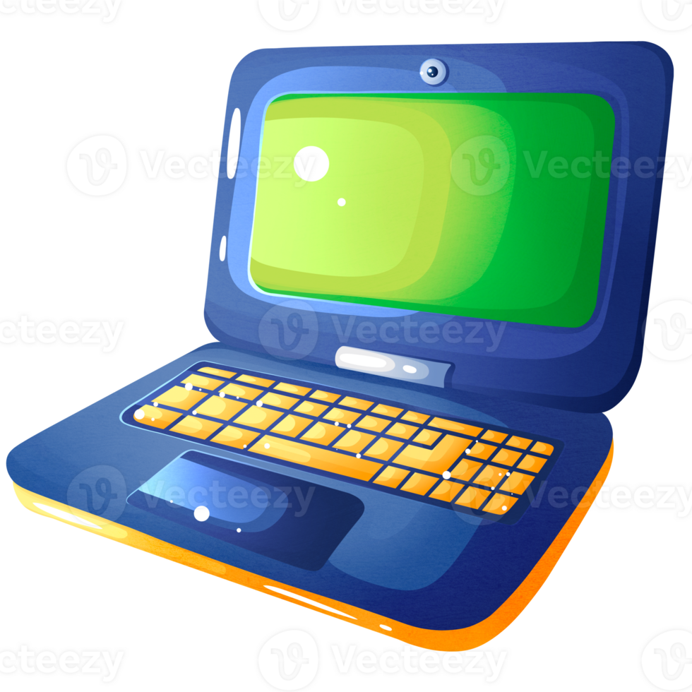 Modern open laptop with camera png
