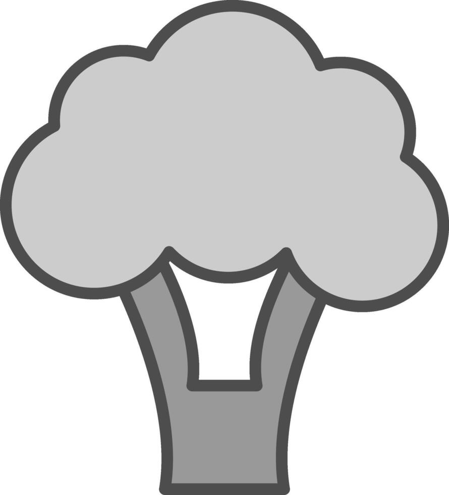 brócoli línea lleno escala de grises icono diseño vector