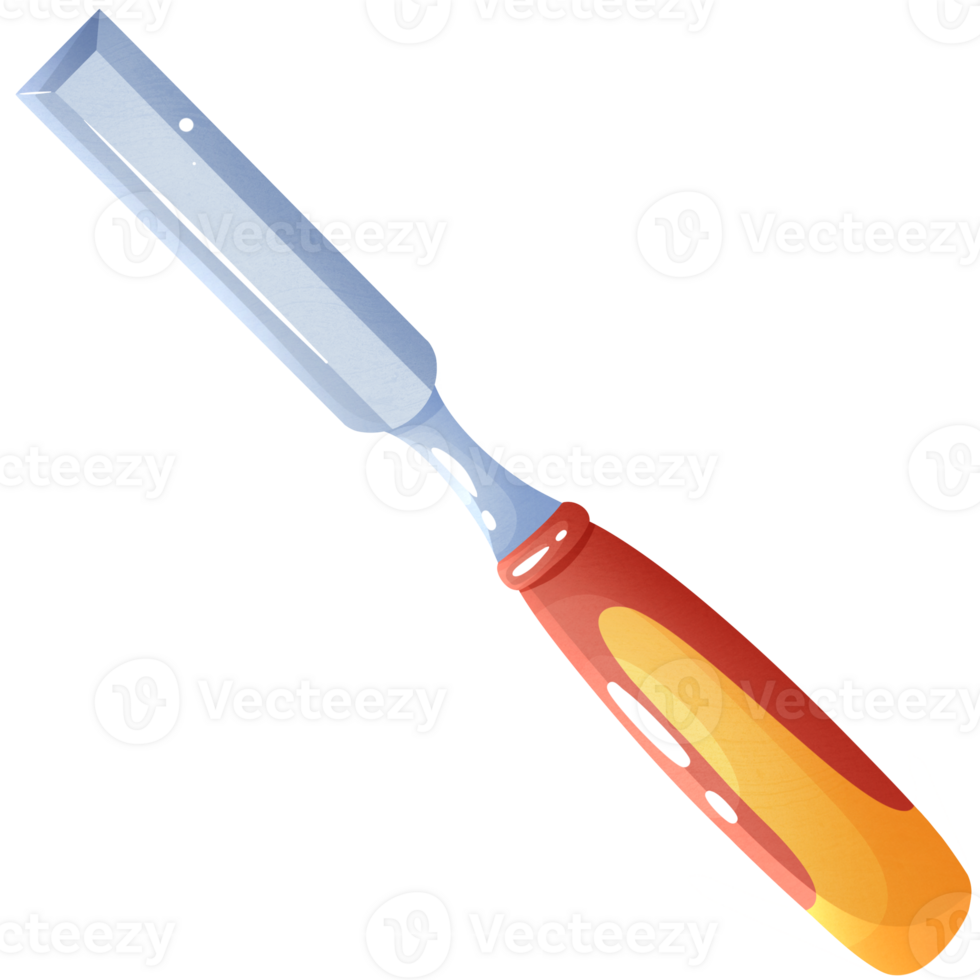 Chisel with wooden handle. Item for repair. Tool for construction work. Equipment for renovation png