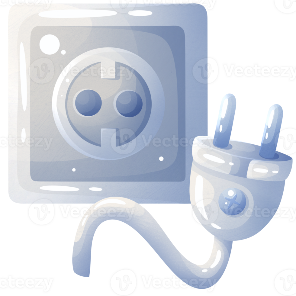 Electrical socket and wire. Item for repair. Materials for construction work. png