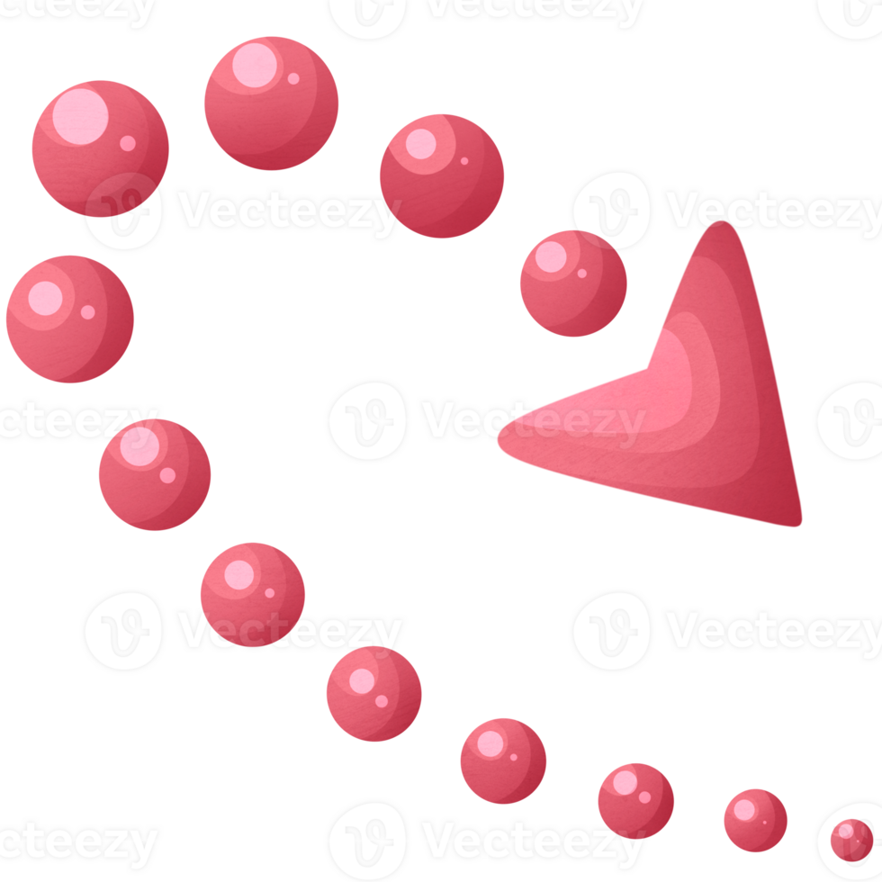 pijl Rechtsaf en omlaag. dots het formulier richting icoon. wijzer voor website. koppel element rood kleuren. png