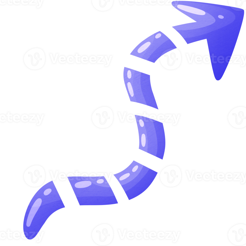 freccia giusto e su. tratteggiata direzione icona. pointer per sito web. interfaccia elemento blu colori. png