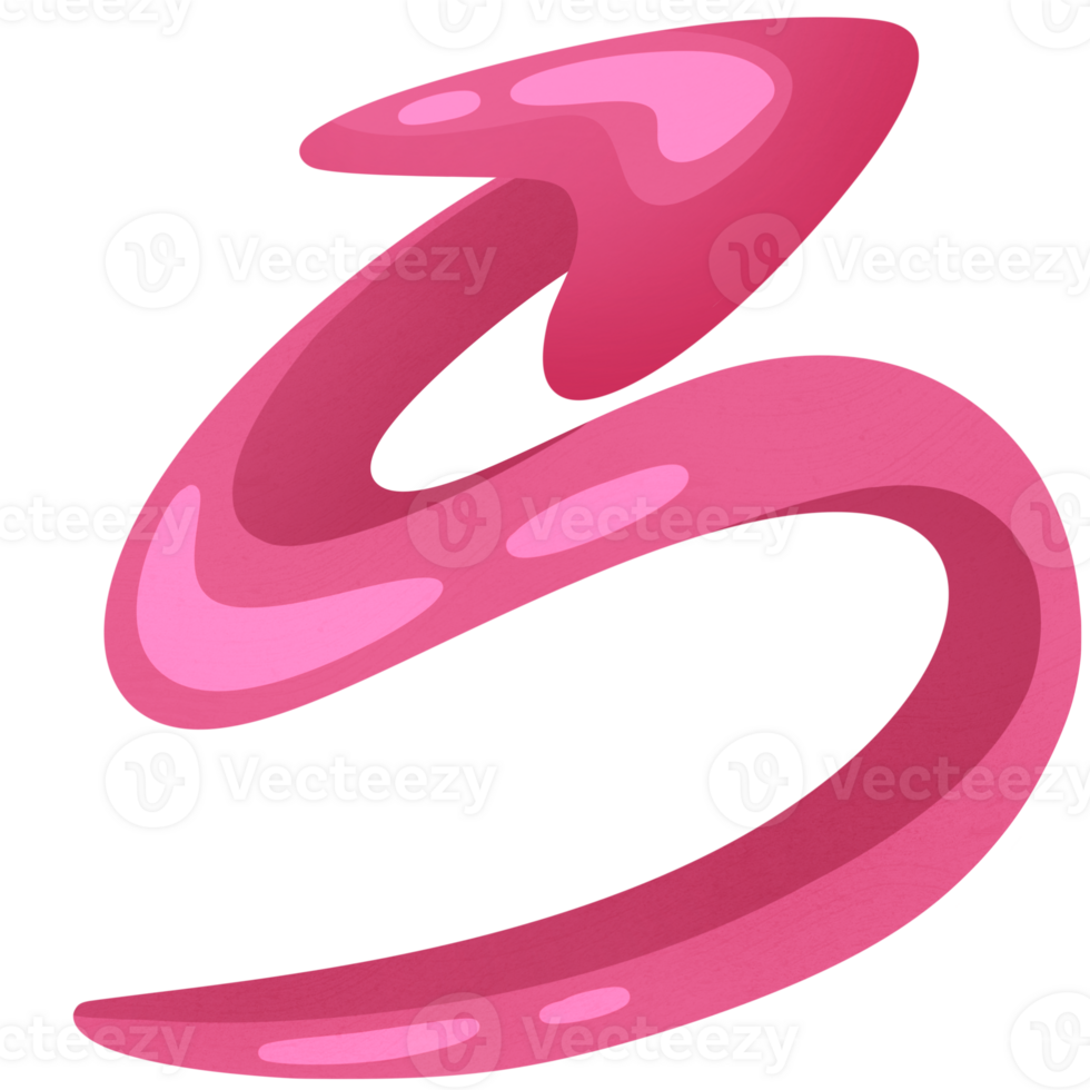 Arrow right and up. Swirling direction icon. Pointer for website. Interface element pink colors. png