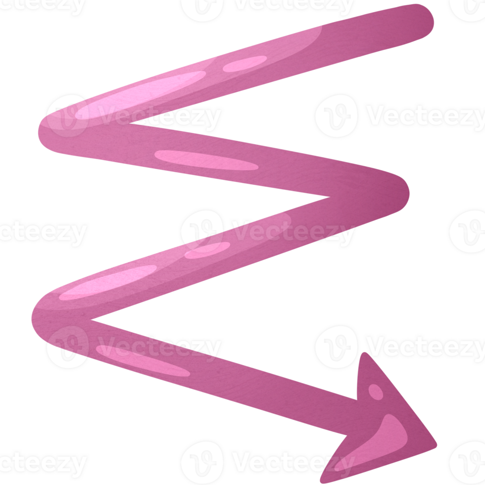 Arrow right and down. Lightning-like icon. Pointer for website. Interface element pink colors. png