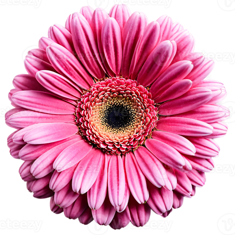 Close up macro photo of pink gerbera flower transparent isolated png