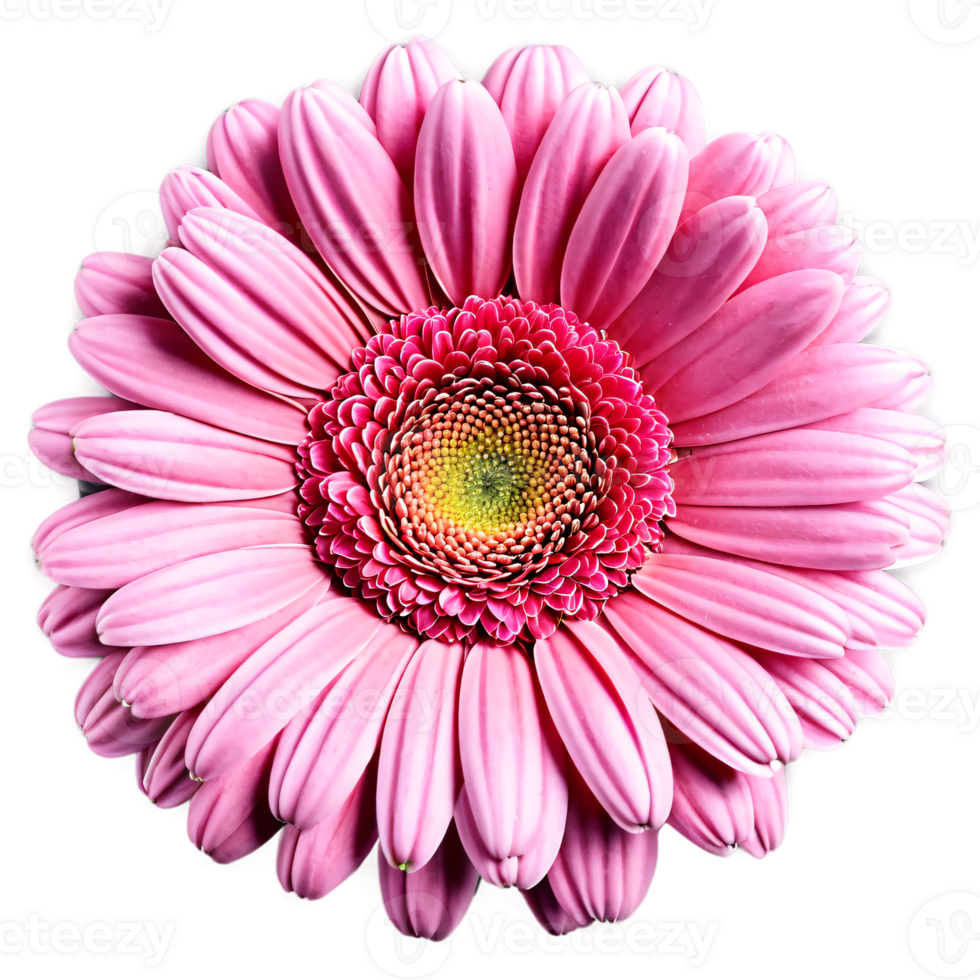 Close up macro photo of pink gerbera flower transparent isolated png