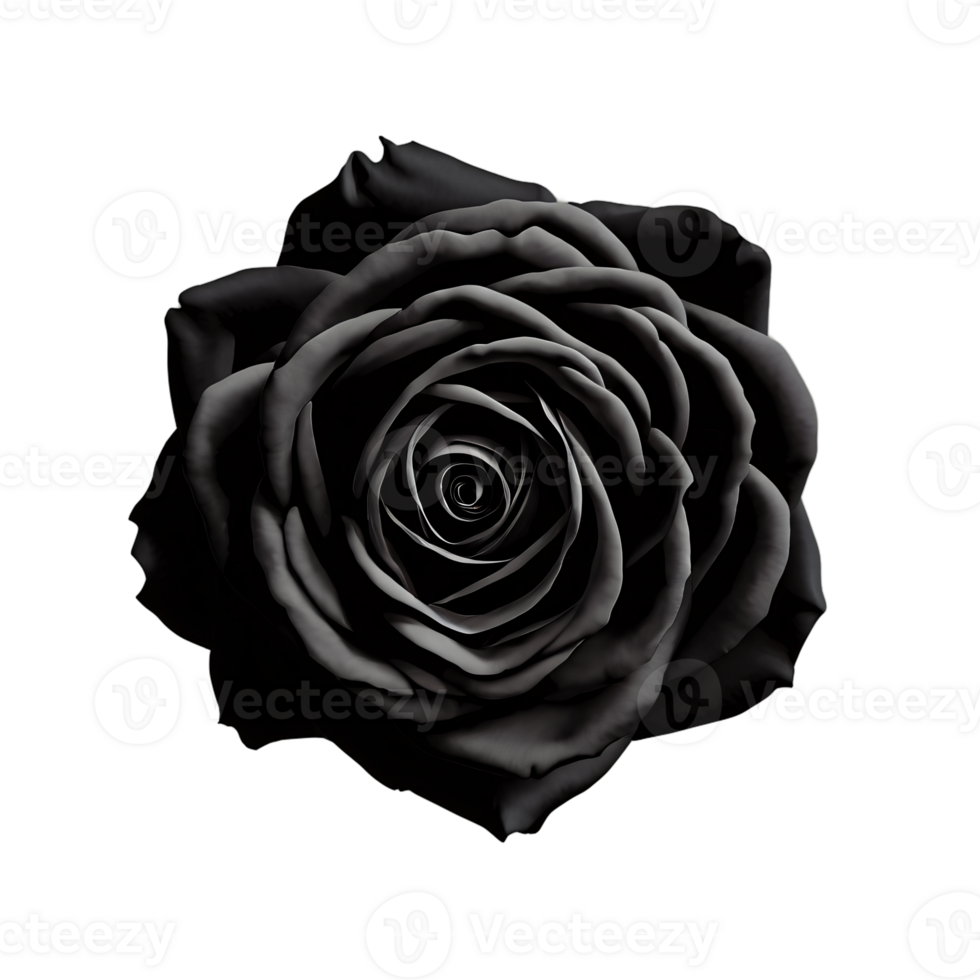 Close up macro photo of black rose transparent isolated png