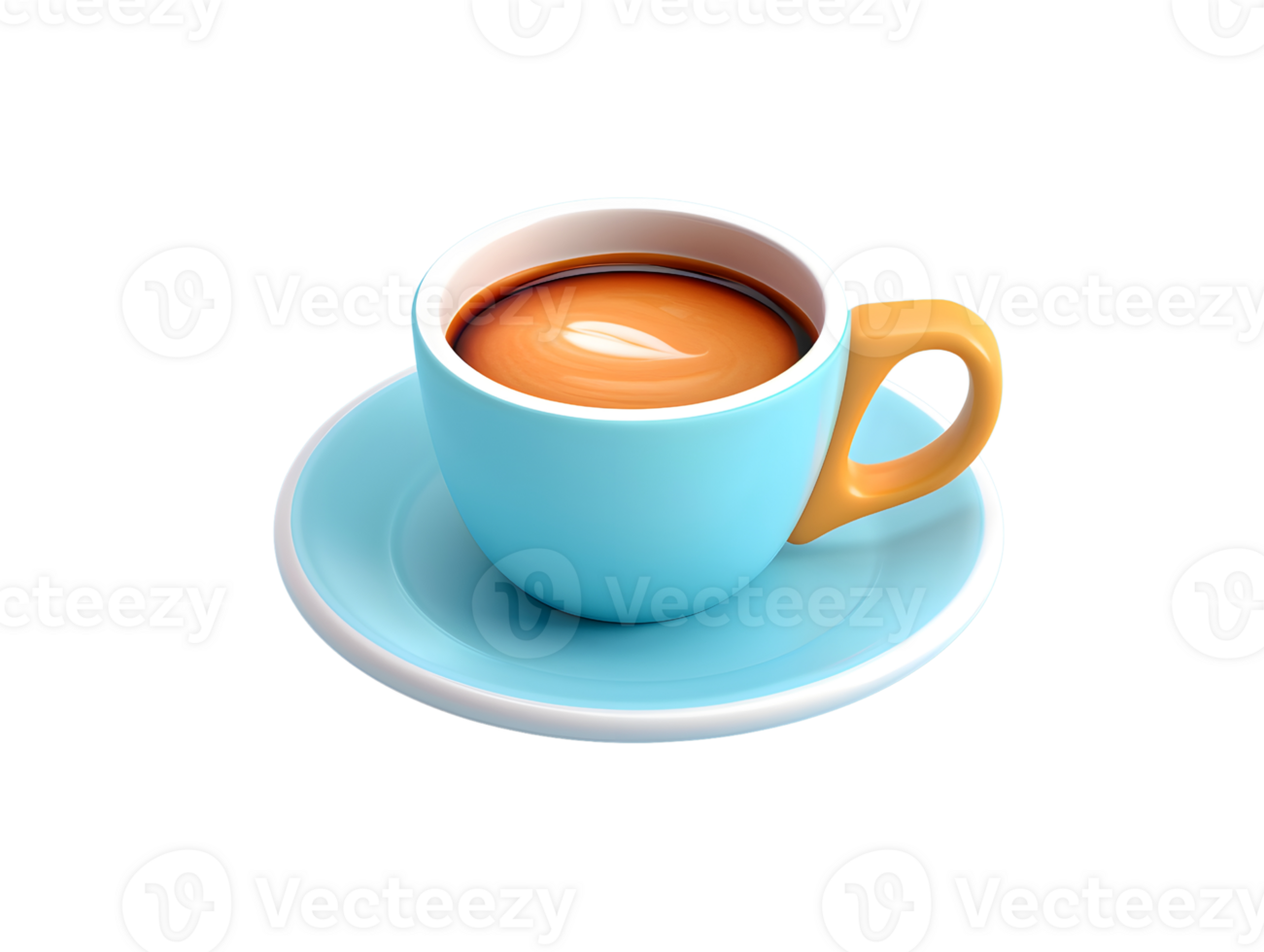 cup of espresso cream with latte art, 3d element illustration png
