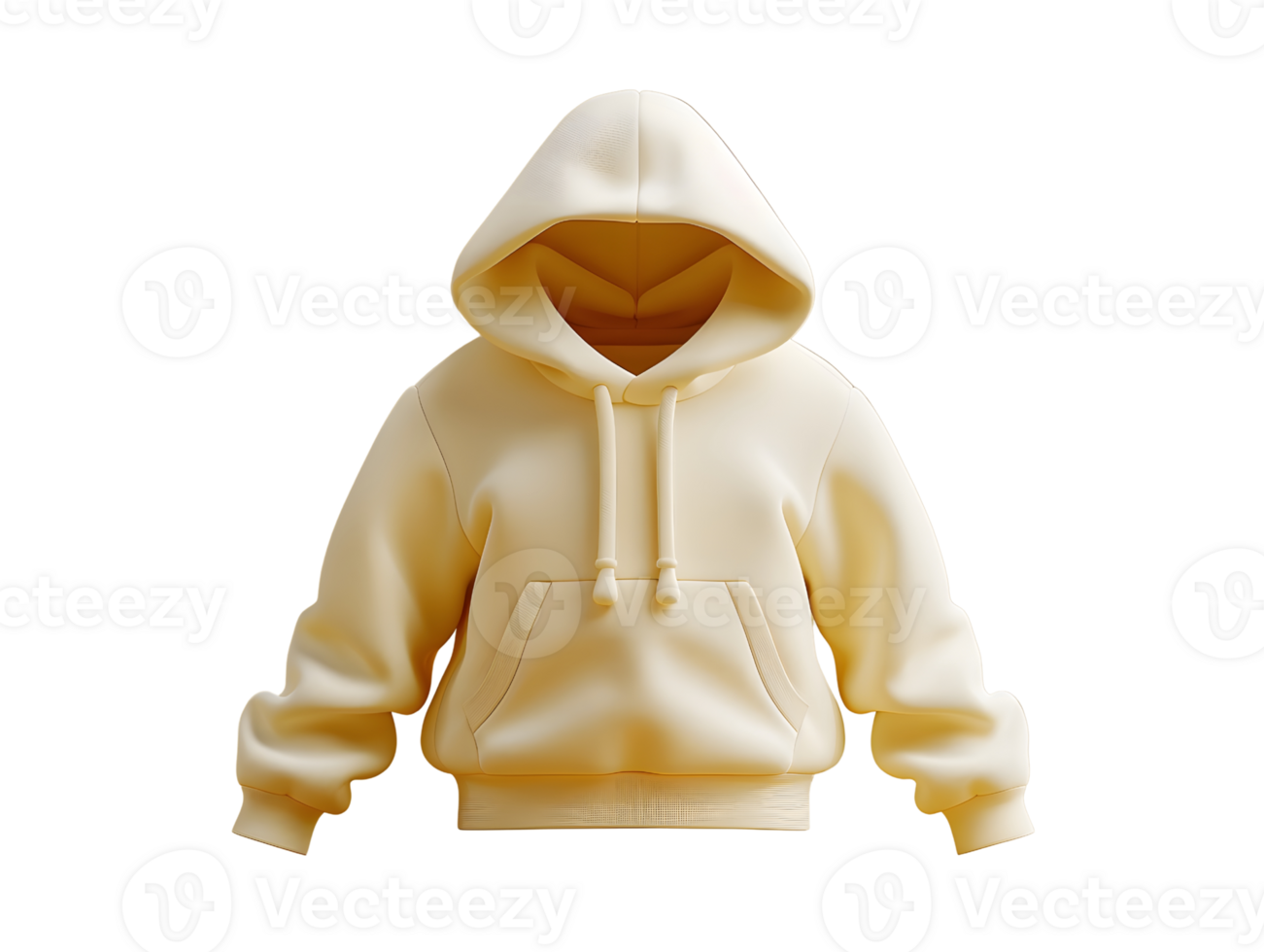 Soft textured hoodie with warm white color, 3D illustration png