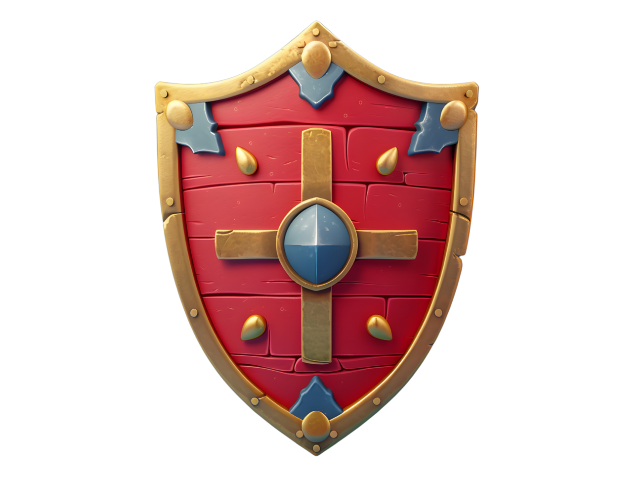cute red war shield, 3d element illustration for game png