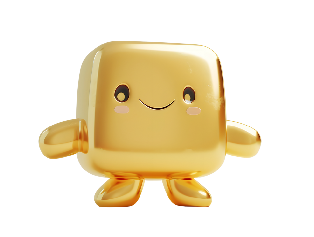 dourado texturizado caixa fofa 3d personagem png