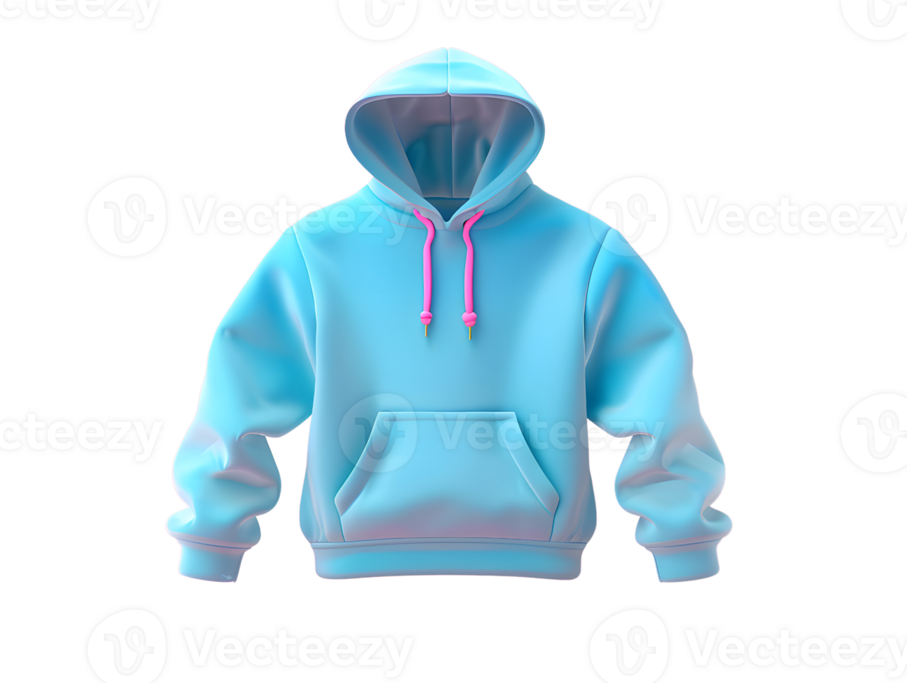 blue hoodie with pink straps, 3d illustration png