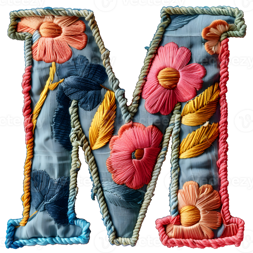 Handcrafted Letter M Embroidery Pattern png