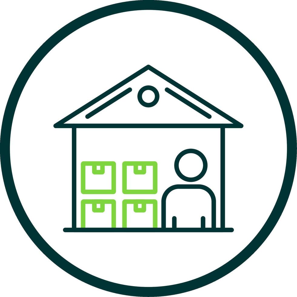 Warehouse Manager Line Circle Icon Design vector