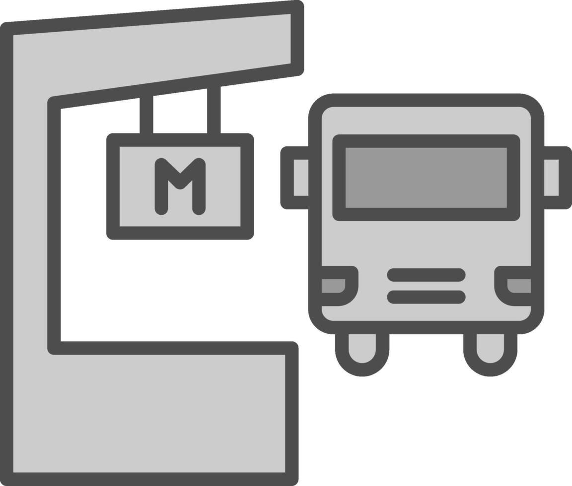 Metro Station Line Filled Greyscale Icon Design vector