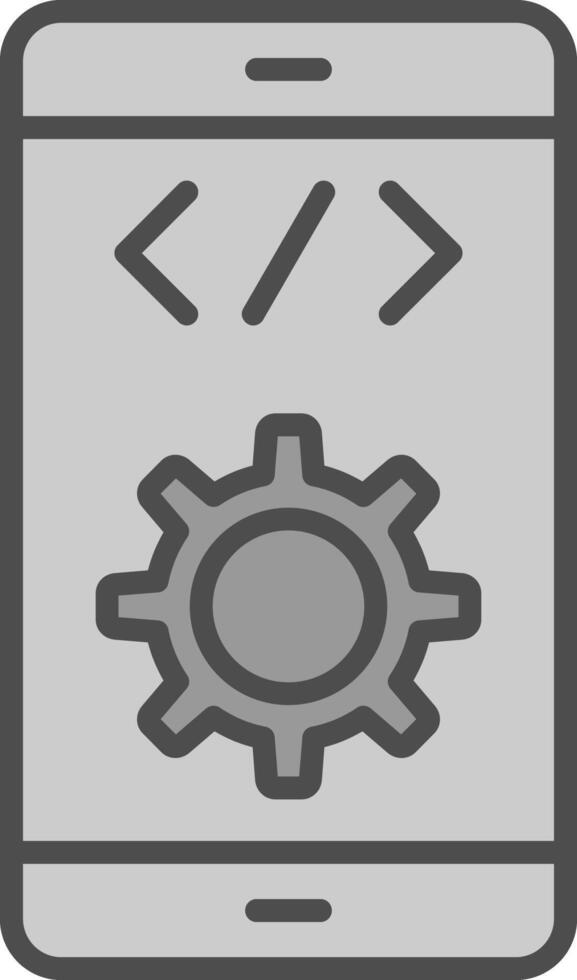 software desarrollo línea lleno escala de grises icono diseño vector