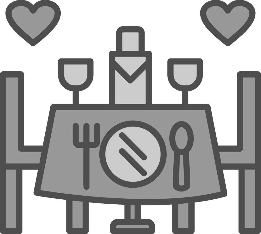 Wedding Dinner Line Filled Greyscale Icon Design vector