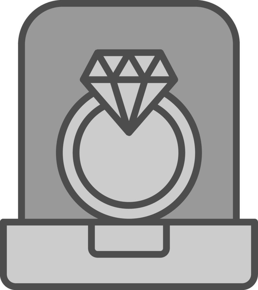 diamante anillo línea lleno escala de grises icono diseño vector