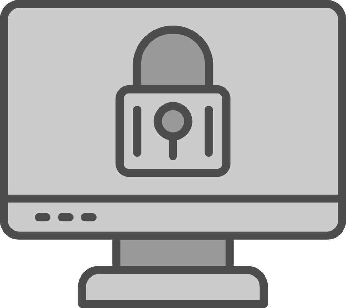 Locked Computer Line Filled Greyscale Icon Design vector