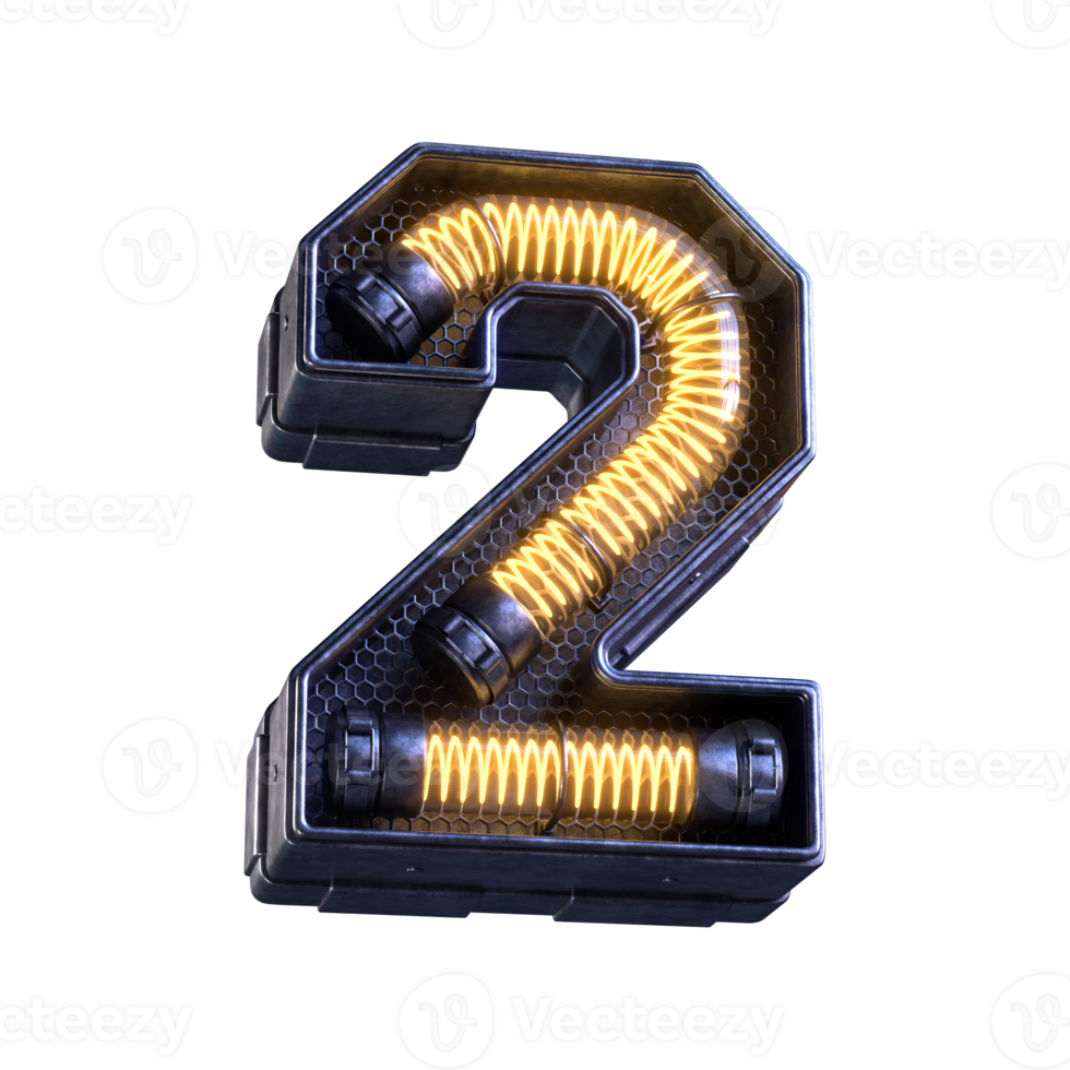3d number neon light 2 png