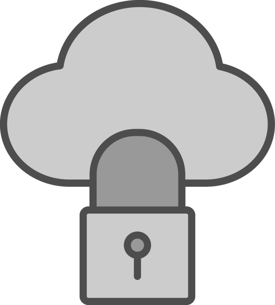 Cloud Lock Line Filled Greyscale Icon Design vector