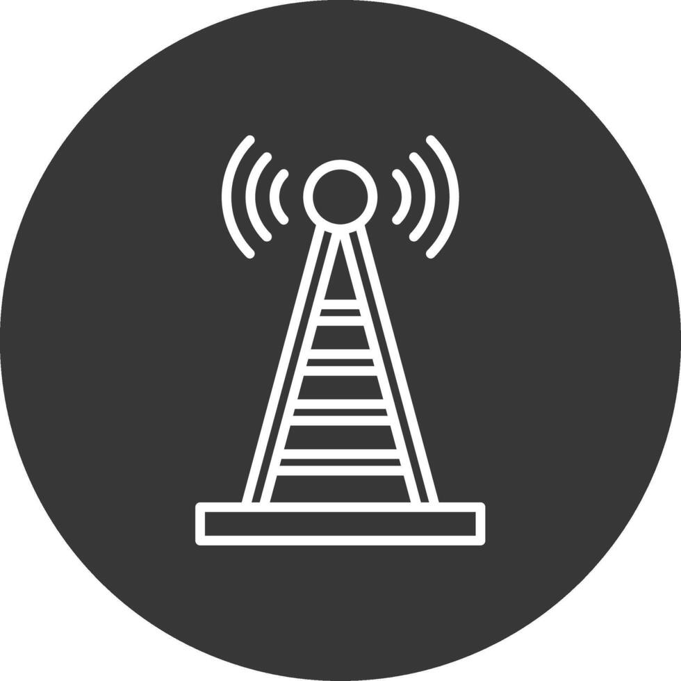 Radio Tower Line Inverted Icon Design vector