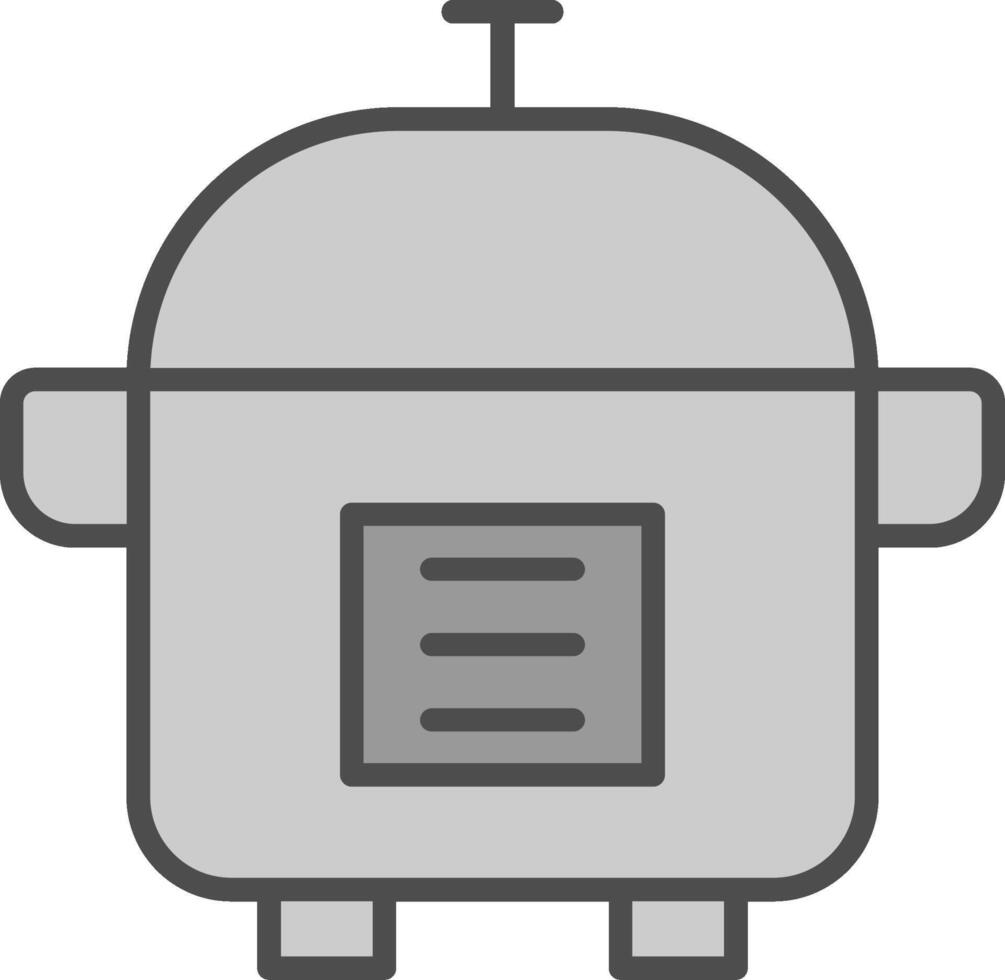 Slow Cooker Line Filled Greyscale Icon Design vector