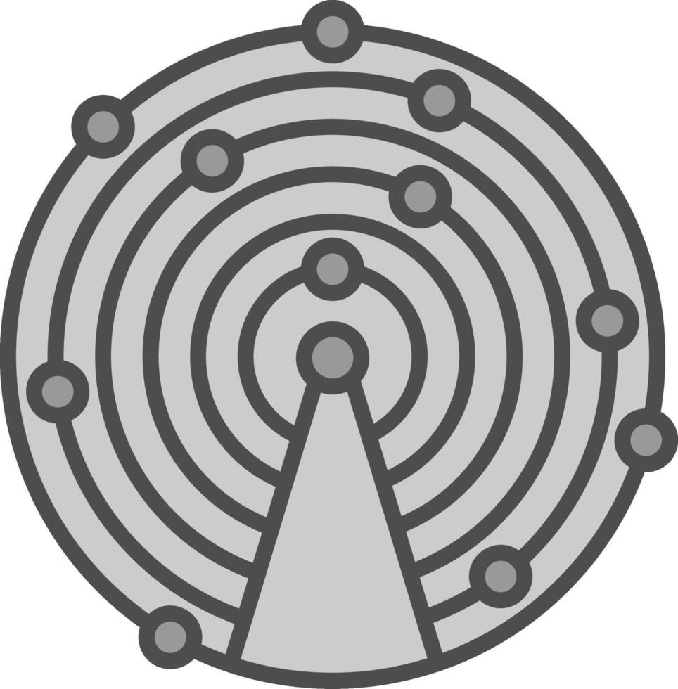 Sonar Line Filled Greyscale Icon Design vector