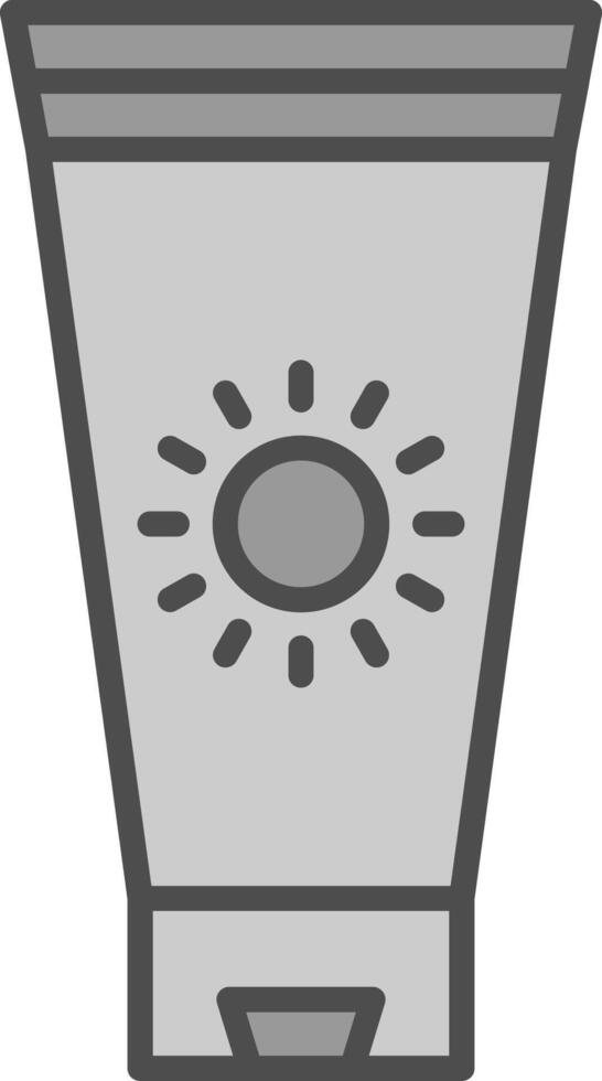 bloqueador solar crema línea lleno escala de grises icono diseño vector