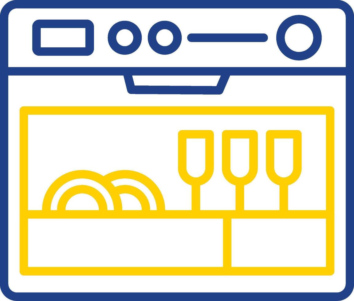 Dishwasher Line Two Colour Icon Design vector