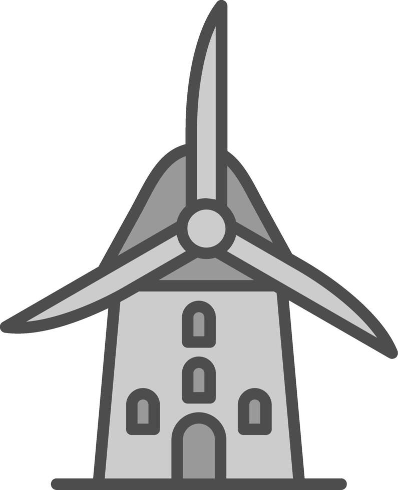viento molino línea lleno escala de grises icono diseño vector