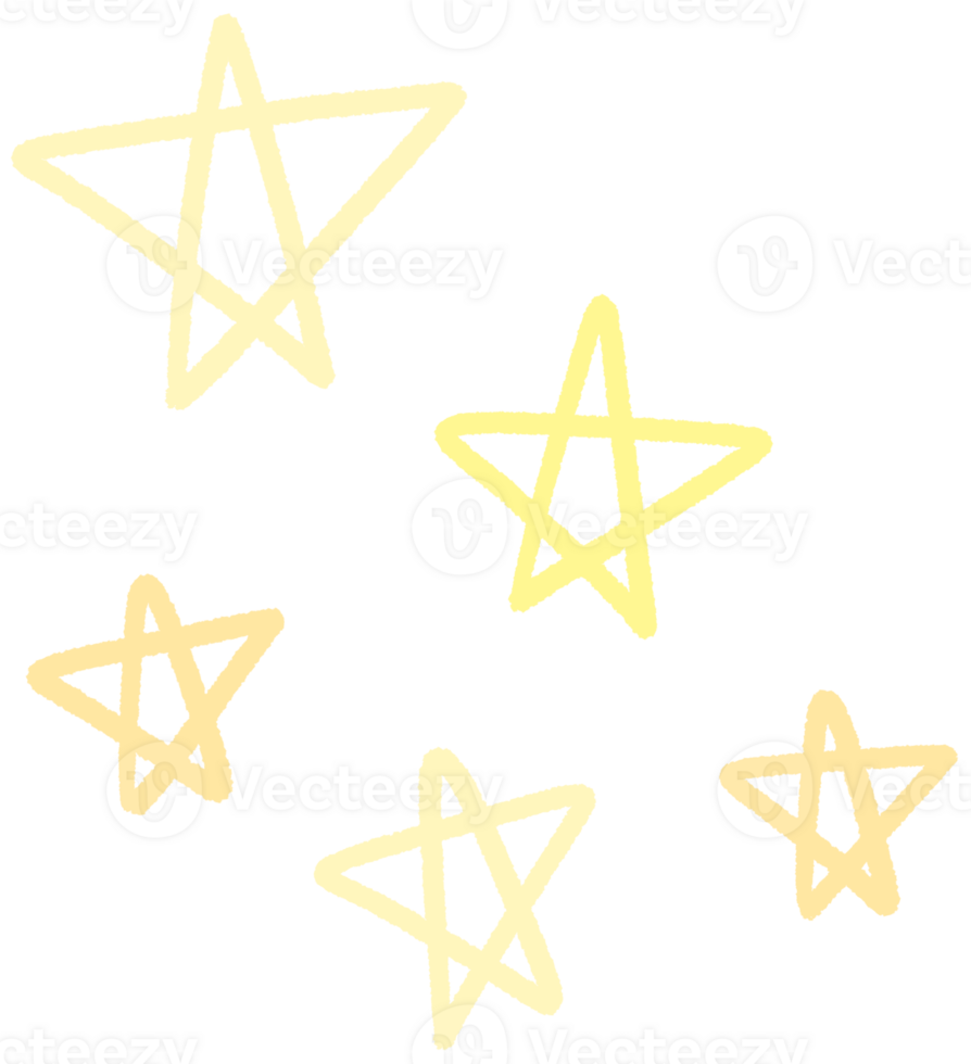 Doodle Gold Star big and mini star and stars clipart hand drawn illustration sparkle decoration symbol png
